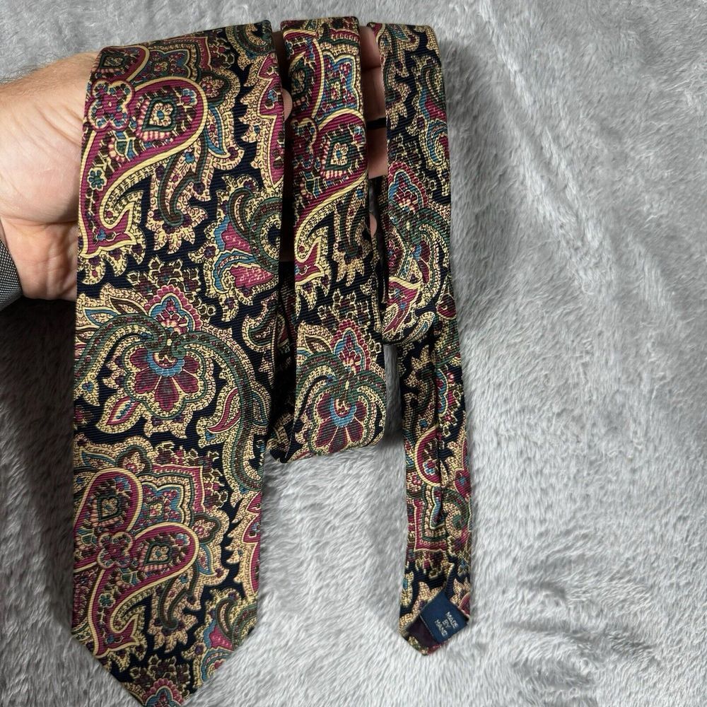Vintage 80s Polo by Ralph Lauren Maroon Gold Paisley Tie Handmade Night Out